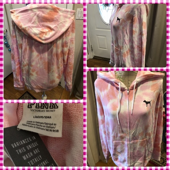 PINK Victoria's Secret Tops - 🎉LAST ONE🎉🎉🎉BNWT PinkVS Full Zip Tie Dye Hoody